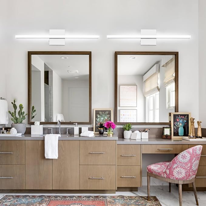 16 Inch LED Bathroom Vanity Light, 3 CCT Adjustable Hardwired Bathroom Light Fixtures Over Mirror, Chrome Modern LED Mirror Wall Sconce for Bathroom Vanity