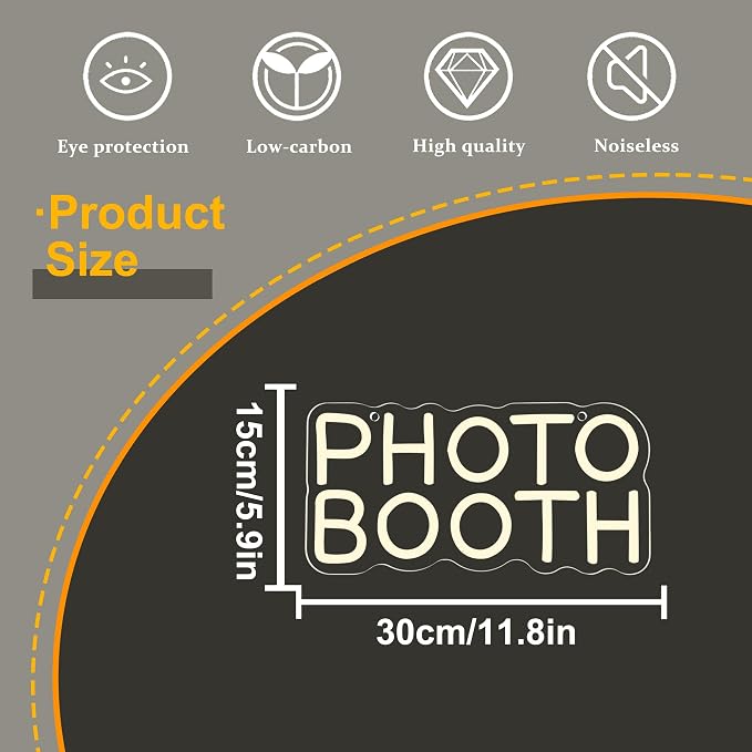 Allball Photo Booth Neon Signs for Wall Decor, Dimmable LED Photo Studio Neon Light Open Sign, for Photography Bedroom Wedding Engagement Birthday Party Reception Gifts(11.8 * 5.9 In)