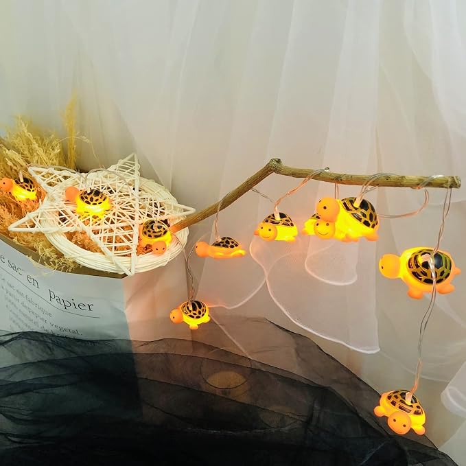 Cute Turtle Night Lights Turtle String Lights Battery Operated Bedroom Fairy Lights for Children Bedroom Home Holiday Decortion (Turtle, 1.65m/10LED)