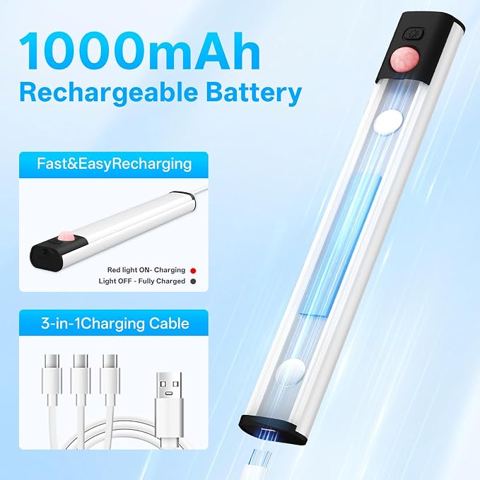 8inch Under Cabinet Lighting Wireless Closet Light Battery Operated | 6Pack Motion Sensor Light Indoor,3color Dimmable Closet Light Rechargeable Wireless,Under Counter Lights for Kitchen,Hallway