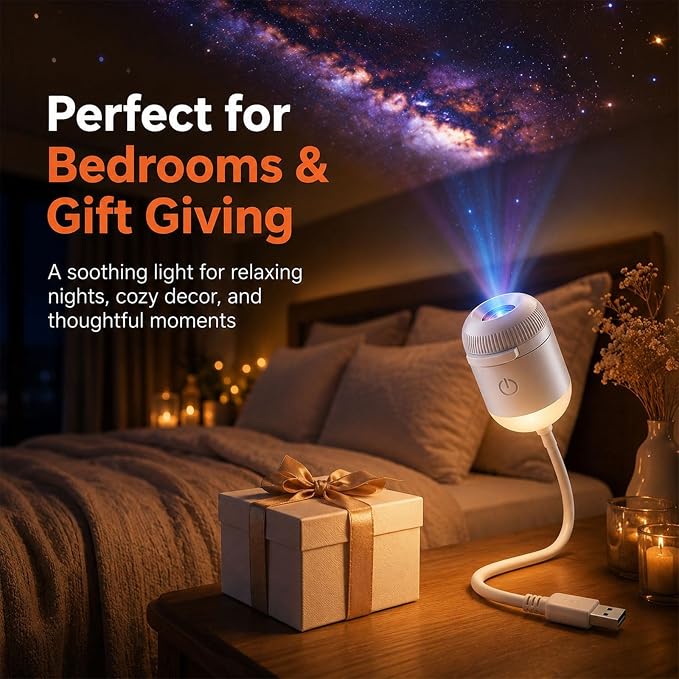 2026 Upgraded Hd Smart Dynamic 5D Holographic Night Light Projector with 24 Films, Plug and Play HD Star Projector, 360° Adjustable Galaxy and Ocean Star Projector, USB Powered (12 Projection Films)