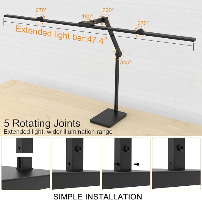 Omorepa 36W 3000LM Ultra Bright Architect Desk Lamp with Base, 47.4Inches Wide Tall Overhead Desk Light for Home Office, Dimmable Table Light with Remote for Desktop Working,Drafting,Reading