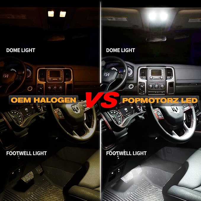 POPMOTORZ LED Interior Courtesy Lights Footwell Light Under Dashboard Courtesy Floor Lamps Assembly Compatible for Dodge RAM,Durango,Nitro, Jeep Wrangler,Liberty,Grand Cherokee White LED 2 Pieces