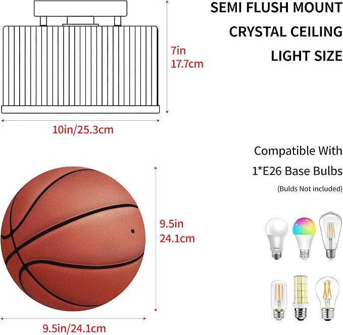 MAYNA Modern Black Semi Flush Mount Ceiling Light Fixture, 1-Light Hallway Light Fixtures Ceiling Mount, Kitchen Lighting Fixtures Ceiling Lights for Bedroom Bathroom Dining Room Entryway