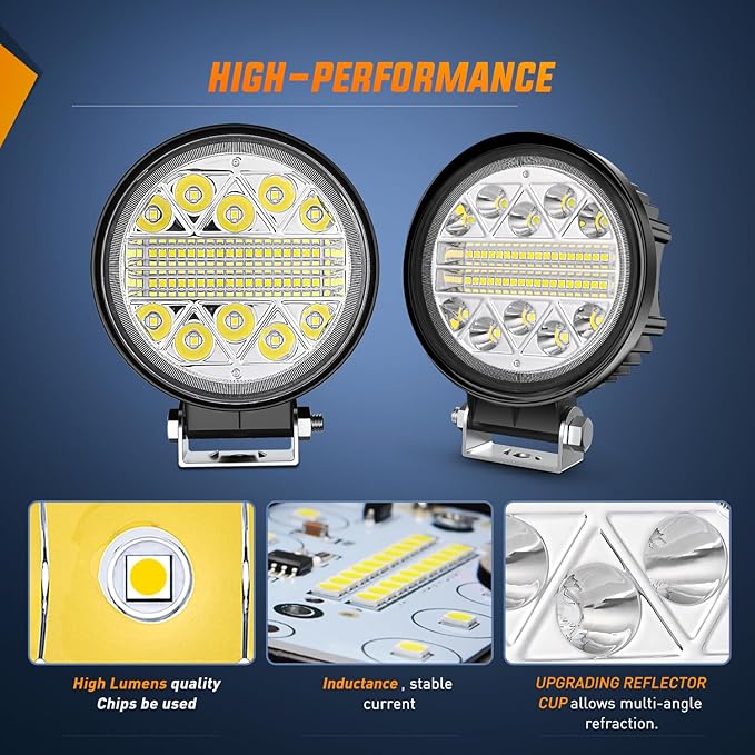 Nilight 2PCS 4.5 Inch LED Pods 69W Round Spot Flood Combo Work Lights Off-Road Driving Lights Truck Car Pickup ATV SUV Golf Cart Cabin Boat with 12V 5Pin Rocker Switch 16AWG Wiring Harness Kit-2 Leads