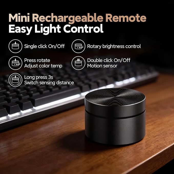 LYMAX Computer Monitor Light Bar with Wireless Remote, Motion Sensor, Fit for Flat/Curved Monitor, Adjustable Color Temperature with Auto-Dimming, Eye-Care USB-C Monitor Lamp, No Glare Desk Lamp