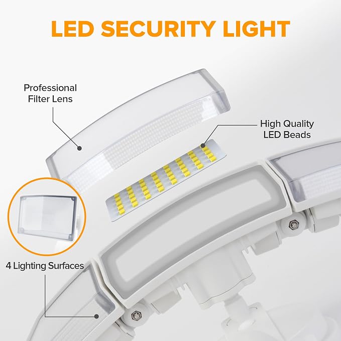 LUTEC 75W 8000 Lumen Floods Light Outdoor, Switch Controlled LED Security Lights with 3 Adjustable Heads, 5000K Daylight, IP65 Waterproof Exterior Flood Light for Outside Garage, Yard, Patio-White