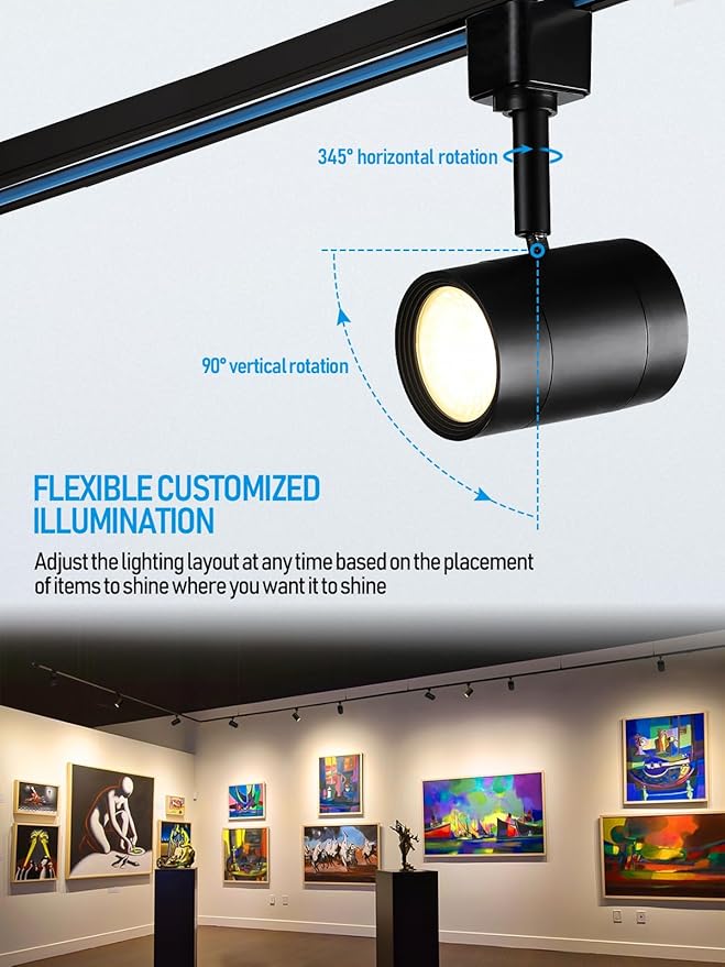 LEONLITE Small Space Series 8.5W LED H Track Lighting Heads, ETL Listed, Dimmable H Track Light Heads for Store Shop Cafe, CRI90, H Track Lighting, 2700K Soft White, Matte Black, Pack of 4