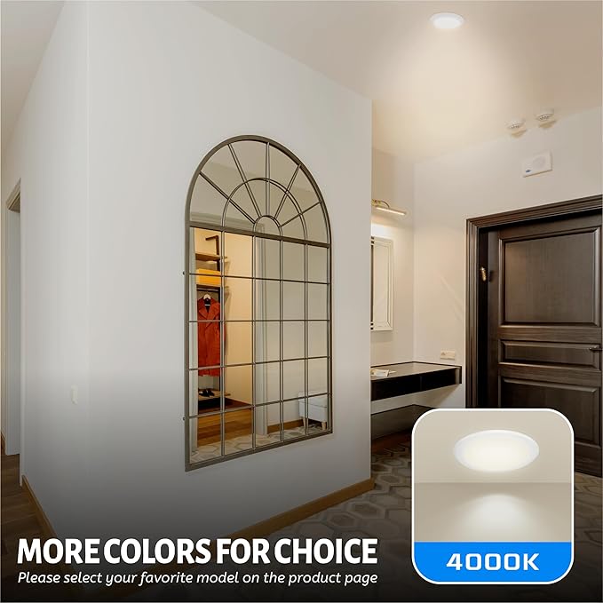 ECOELER 6 Inch LED Disk Light, Aluminum Trim, 4000K Cool White, 16.5W 1000Lm, Dimmable Flush Mount Ceiling Recessed Light Fixture for Bedroom, Garage, Hallway, ETL & FCC Listed