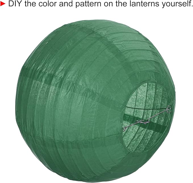 PATIKIL 8 Inch Paper Lanterns, 6 Pack Round Folding Hanging Lamp Shade for Wedding Home Party Festival Celebration, Dark Green