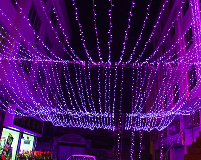 Twinkle Star LED String Curtain Light, Purple, 6 Inches | Indoor Outdoor, Halloween Wedding Party, Home Garden Bedroom Wall Decoration