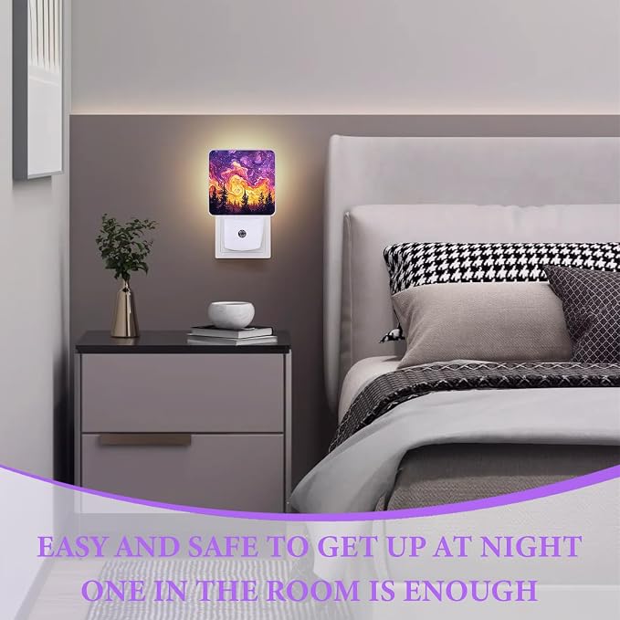 Misty Forest Night Light,Night Lights Plug into Wall,Led Lamp for Stairway/Hallway/Bedroom 0.5W Nightlight Sleep Friendly