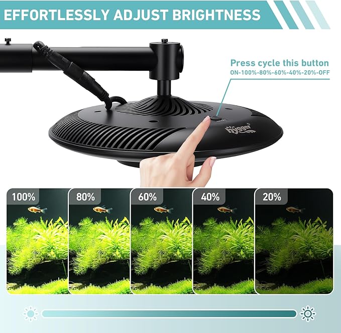 hygger 75W High PAR Aquarium LED Plant Light, 5 Adjustable Brightness Full Spectrum Fish Tank Light Aquarium Lamp & Stand Kit Ideal for Aquascaping Planted Tank Fish Display Shrimp Tank Paludarium