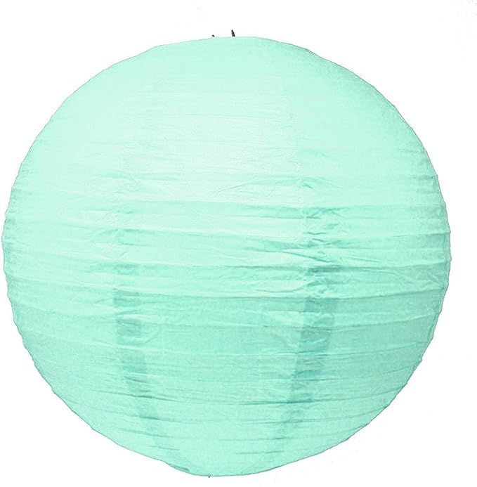 Mudra Crafts Aqua Paper Lanterns Wedding Party Decorations - 12 in 10 Round Hanging Ceiling Lanterns, 10 Pack, Decorative Lamp Shades