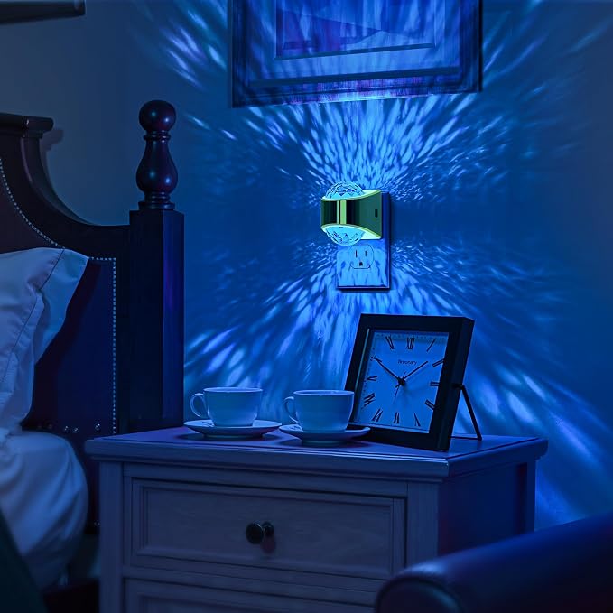 Night Light Plug into Wall, Color Changing Night Light for Kids | Gold Night Light Projector, 9-Color RGB Galaxy Nightlight with Dusk to Dawn for Bathroom, Home Gaming Room Decor Gifts, 2pack