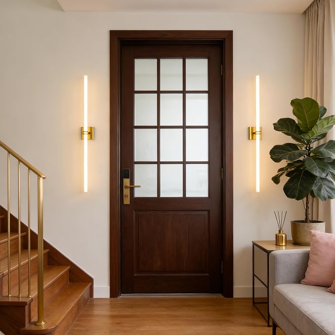 Gold Bathroom Light Fixture LED Vanity Light 45.3" 5CCT Wall Sconce | LED Dimmable Wall Light Modern 360° Lighting, 42W Hardwired Vanity Light for Bathroom Mirror, Flicker-Free Easy Install