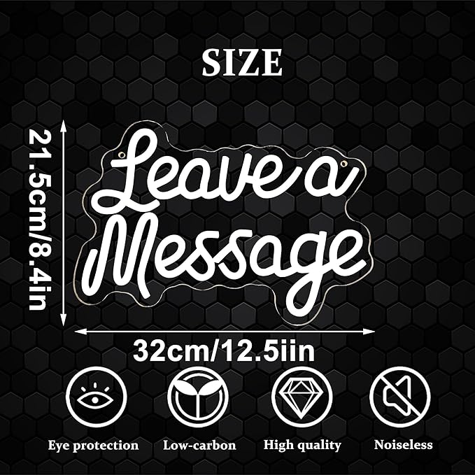 Leave A Message Neon Sign, Guestbook Neon Light LED Reception Desk Welcome Sign USB Powered Dimmable, for Wedding Hotel Spa Salon Storefront Business Wedding Backdrop Decor(12.5 * 8.4 In)