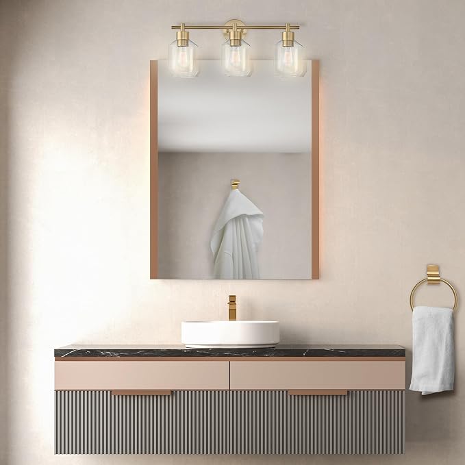 Globe Electric 51638 3-Light Vanity All-in-One Bathroom Set, 5 Piece Gold Finish