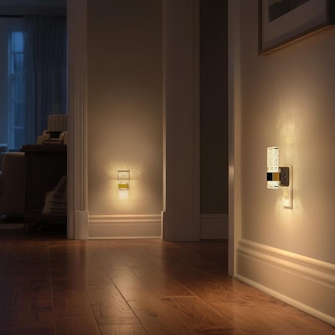 Night Light, Night Lights Plug Into Wall, Dimmable, 3000K | Bubble Decorative Night Light with Dusk-to-Dawn Sensor, Wall Sconce-Style Design Nightlights for Bathroom, Gift, 2 packs