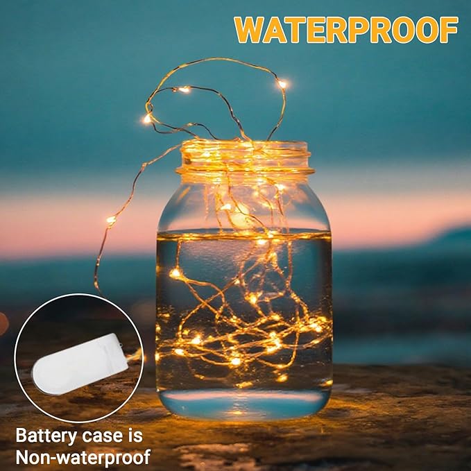 24 Pack LED Fairy Lights Battery Operated - 7ft 20 Led Waterproof Twinkle String Lights for Indoor Decor, Wedding, Garden, Christmas, Warm White String Lights