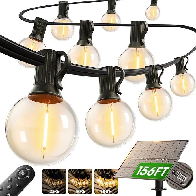 addlon 150FT 80LED Solar String Lights Outdoor Waterproof with Remote, USB | Shatterproof Outdoor Lights, Dimmable Timer, 3 Modes, Solar Powered Patio Lights for Outside, Backyard Garden Camping Pergola