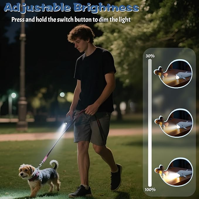 Kids Silicone Flashlight, Dimmable Flashlight for Toddlers Kids Boys Girls, Rechargeable Hanging Night Light for Camping, Night Walks and Home Use, Fun Animal Themed Portable Torch