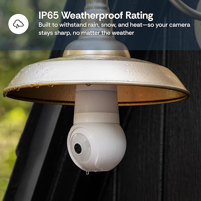 Luna Light Bulb Security Cameras Wireless Outdoor Indoor, 360° Pan Tilt, Color Night Vision, LED Bulb & Spotlight, 2.4GHz 5GHz Wi-Fi 6, Porch Light Cameras for Home Security (2026 Upgrade Version)