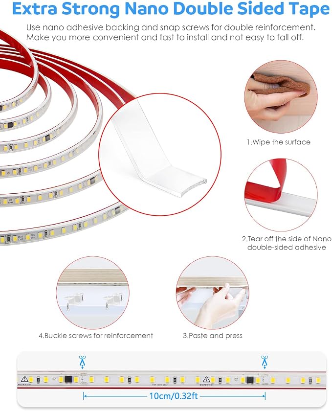 Aclorol 5M Outdoor Led Strip Lights Waterproof AC 110V-130V Flexible LED Rope Lights Outdoor Cool White 6000K Cuttable LED Lights String for Garden Patio Indoor Decorative Lighting 120LEDs/M 16.4FT