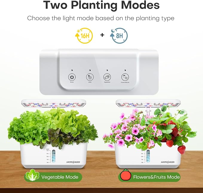 Indoor Garden Hydroponics Growing System: 10 Pods Kit with LED | Plant Germination Kit Herb Vegetable Growth Lamp Countertop, Hydroponic Planter Grower Harvest Lettuce for Beginner Gardeners