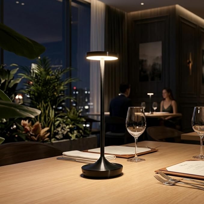 Cordless LED Table Lamps, Rechargeable 6000mAh, 72H Runtime, Waterproof | Stepless Touch Dimming with 3 Color Modes & Memory Function for the Perfect Ambiance at Home, Restaurants & Patios (Black)