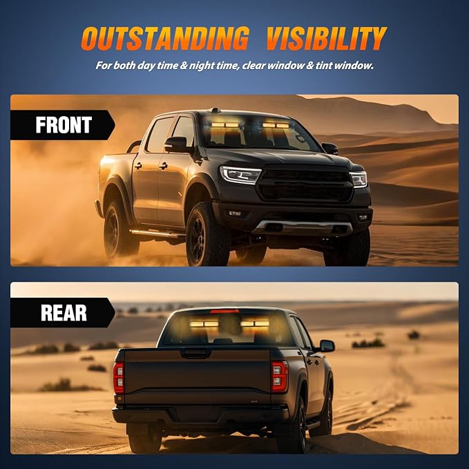 Nilight 40LED Amber Emergency Strobe Traffic Advisor Light Bar with Suction Cups Dash Safety Warning Hazard Flashing Lights Interior Front/Rear Windshield for Trucks Construction Vehicles | with Suction Cups Dash Safety Warning Hazard Flashing Lights I...