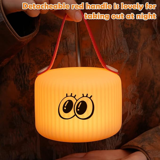 Cute Lantern Night Light, Big Eyes Lantern Night Lamp for Kids Bedroom USB Rechargeable Lamps 2 Brightness Levels, Nursery Bedside Delay-Off Nightlight for Baby Boys Girls Birthday Christmas
