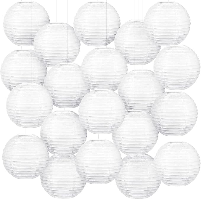 20 Pcs Chinese Japanese Paper Lanterns 3 Inches Decorative Hanging Ball Paper Lanterns Lamps for Wedding Birthday Party Shower Home Decorations(White)