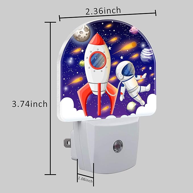 Night Light for Kids Girls Boys, Space Spaceship and Astronaut LED Night Light Plug into Wall with Dusk to Dawn Sensor for Room Decor, Hallway, Kitchen, Bathroom, Nursery, Stairs