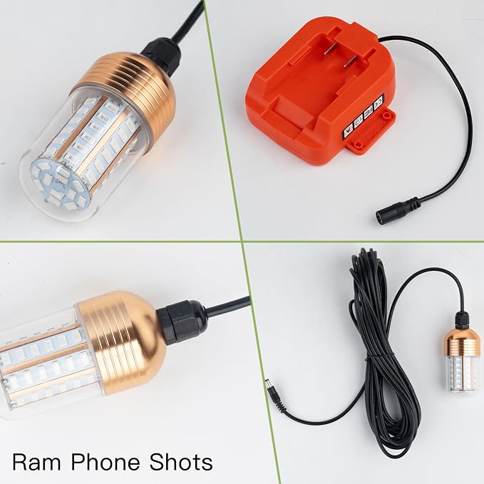 30W Underwater Fish Light Compatible with Milwaukee M 18 Battery