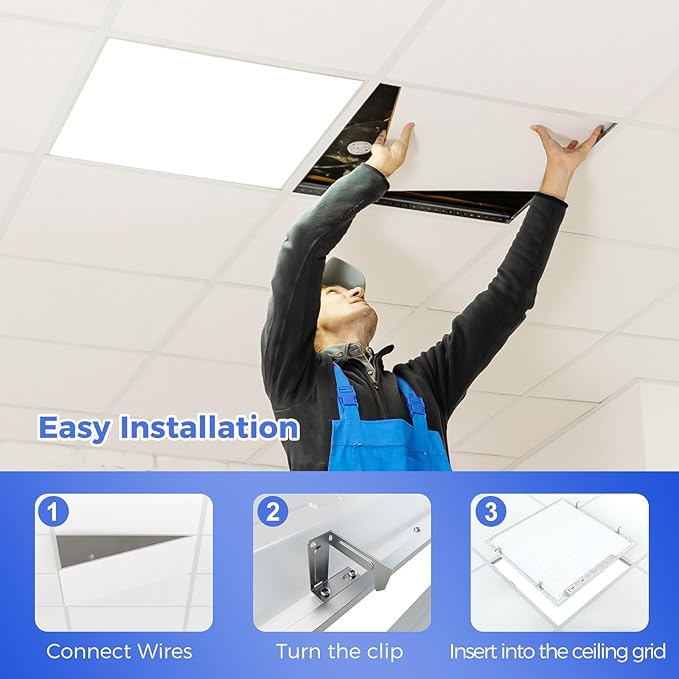 AIKVSXER 24 Pack 2x2 LED Flat Panel Light, Recessed Drop Ceiling Light Kitchen Lighting Fixtures,Bright 6500LM,0-10V Dimmable,Switchable 3000K/4000K/5000K/5700K/6500K, 30W/35W/40W/45W/50W