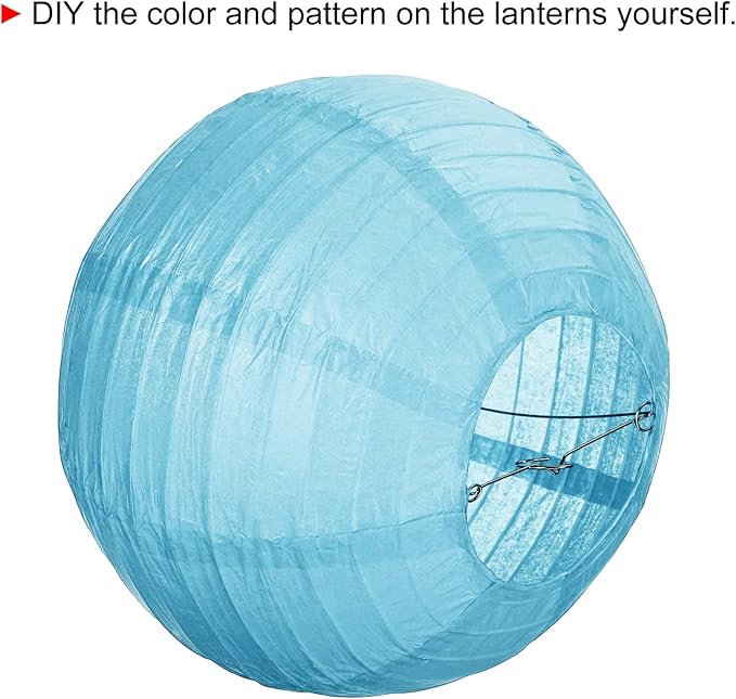 PATIKIL 8 Inch Paper Lanterns, 6 Pack Round Folding Hanging Lamp Shade for Wedding Home Party Festival Celebration, Light Blue