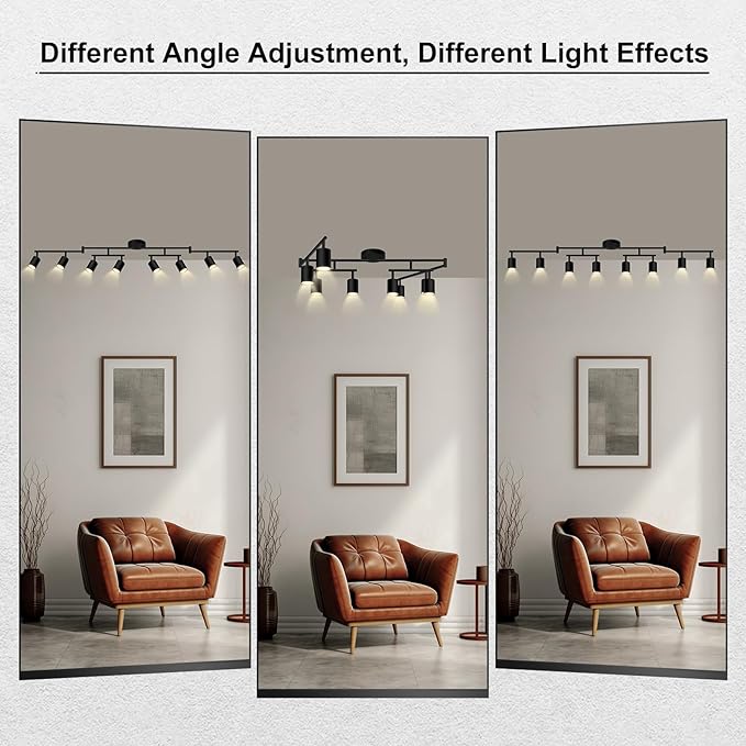 8 Light Track Lighting Fixtures Ceiling, Matte Black Kichen Track Lighting Fixtures, Rotatable Light Heads, Adjustable Modern LED Track Lights for Kitchen/Hallway, No GU10 Bulb