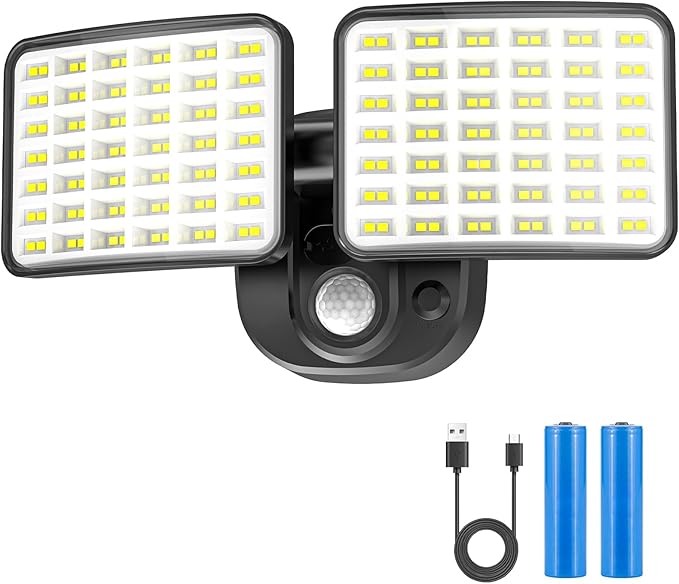 Battery Operated Outdoor Light, Rechargeable 2500LM & 4000LM Dual Modes Motion Sensor Outdoor Light, USB Charging Wireless Flood Light, Waterproof LED Security Lights for Garage,Yard,Shed,Porch