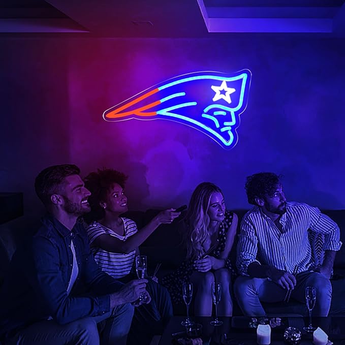 Football Neon Sign for Wall Decor Football Neon Light for Man Cave | Dimmable Rugby Team Logo Led Sign for Bedroom Party Club Bar Dorm Garage Decor Birthday Gifts for Men Size 16.1*8.0 In