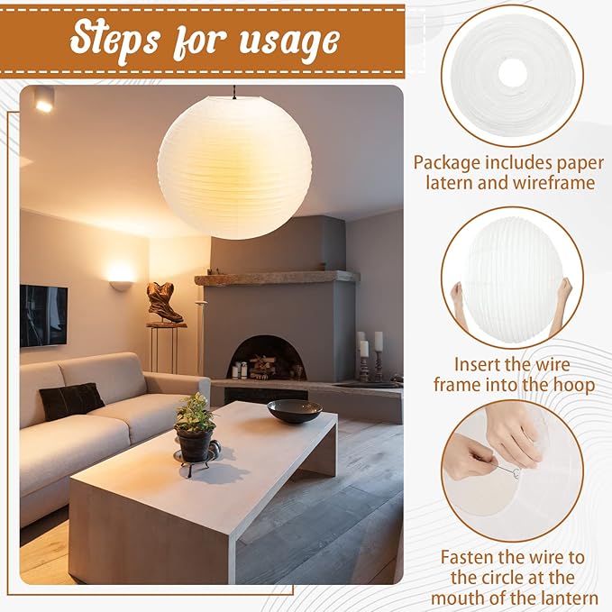 2 Pcs 30 Inch White Paper Lanterns Large Jumbo Round Lantern Lamp Hanging Ball Luminary for Wedding Party Bridal Shower Decoration Anniversary Birthday Classroom Home Ceiling Decorations