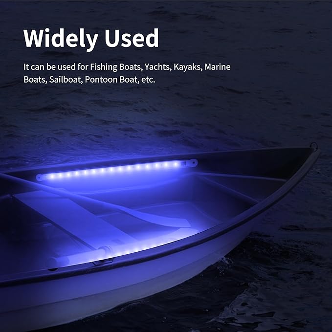 RVZONE LED Boat Interior Lights, Marine Strip Waterproof Night Fishing Lights for Yacht Pontoon, 2 Pcs