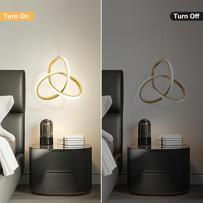 MAYNA Spiral Kitchen Pendant Lighting, 4000K Modern LED Pendant Lighting, 18W Adjustable Height Island Light Fixture for Kitchen Bedroom Kitchen Island Cafe, 1 Pack (Gold)