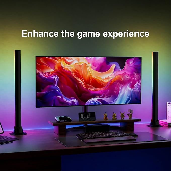 MIHEAL 16.53" RGB Light Bar, Music Sync RGB LED Lights Bar, USB Powered Mood Lighting, Remote Control Color Changing Gaming TV Backlight, 8 Dynamic Modes for PC Room Monitor Desk