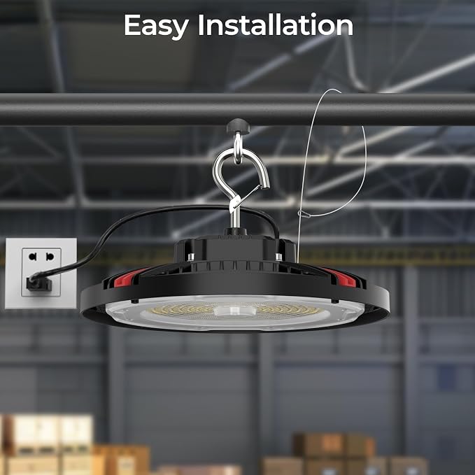 CINOTON 210W UFO LED High Bay Light, Aluminum LED Shop Lights with 31500LM, 5000K Commercial Bay Lighting for Warehouse Garage Workshop Factory, 6' Cable & Safety Rope, ETL Listed 2 Pack