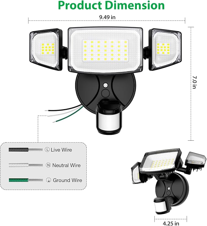 iMaihom 65W Outdoor Motion Sensor Light, Hardwired LED Security Flood Light | 6500LM, 6500K, Remote Control, Dusk to Dawn Mode, Dimming, IP65 Waterproof Floodlight for Garage, Driveway, Porch, 1 Pack