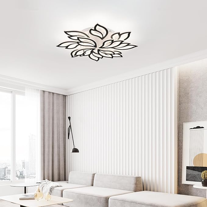 Garwarm 32" Large Flush Mount Ceiling Light, Dimmable LED Flower Fixture | Modern Ceiling Light with Remote, Adjustable Color Temperature 3000K-6500K,Decorative Lamp for Living Room Bedroom Kitchen