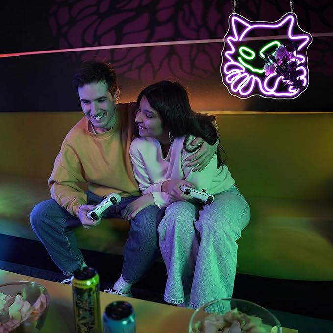 Neon Sign, Anime Neon Signs for Wall Decor LED Light up Signs Home Decor for Bedroom, Man Cave, Gaming Room, Party, Club, Pub, Bar Decoration Christmas Halloween Easter Gift USB Operated