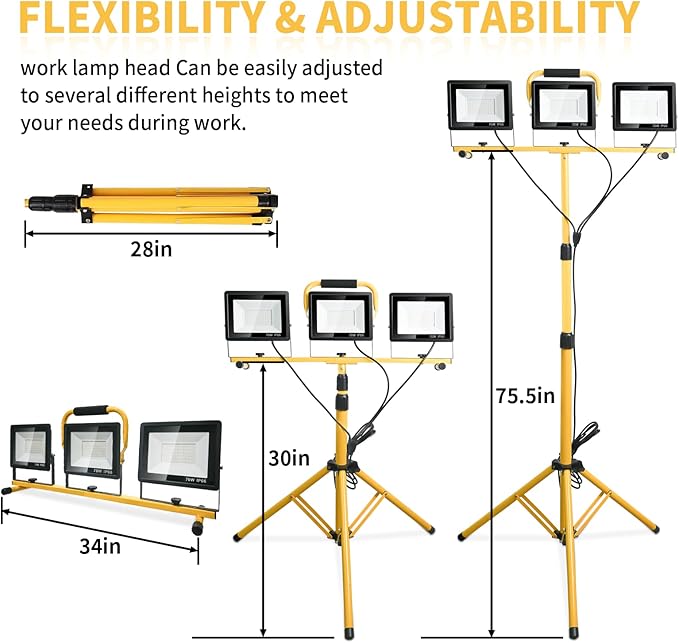 LED Light Work Stand: 21000LM Portable Lighting for Job Site, Construction & Garage Workshop