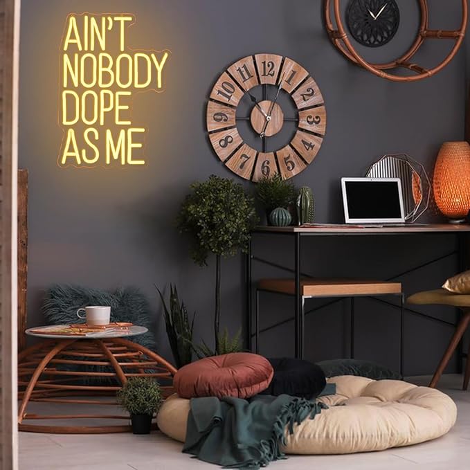 Ain't Nobody Dope As Me Neon Sign Motivational Neon Light for Man Cave Wall Decor Dimmable Warm White Letter LED Sign for Bedroom Gym Office Teen Room Party
